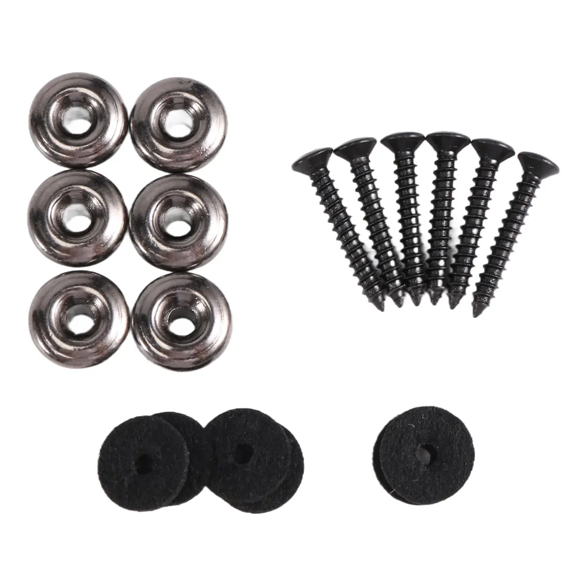6 Pcs Mushrooms Head Guitar Strap Buttons Strap Locks Chrome(Black)
