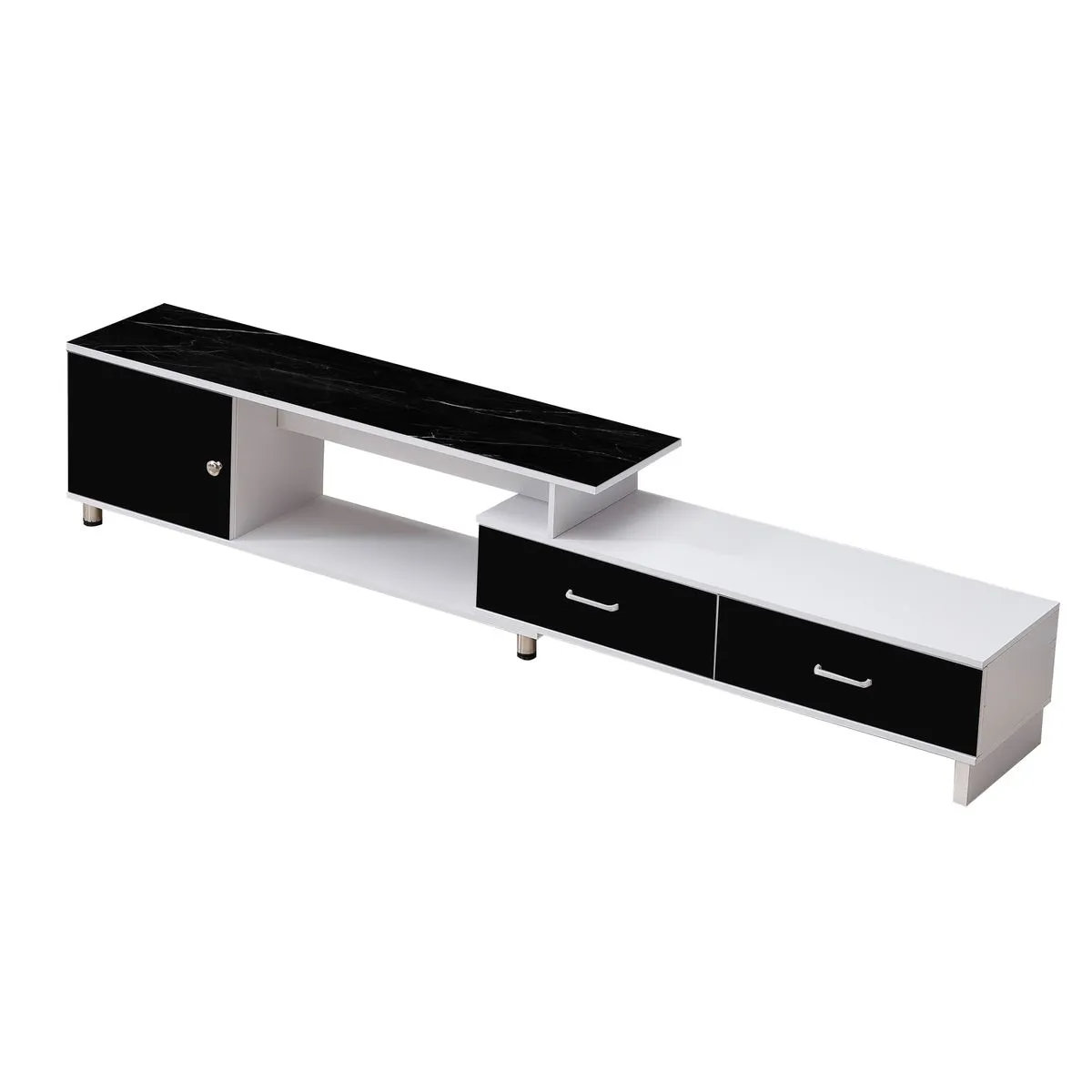 TV cabinet, extendable TV cabinet, with drawers - Black
