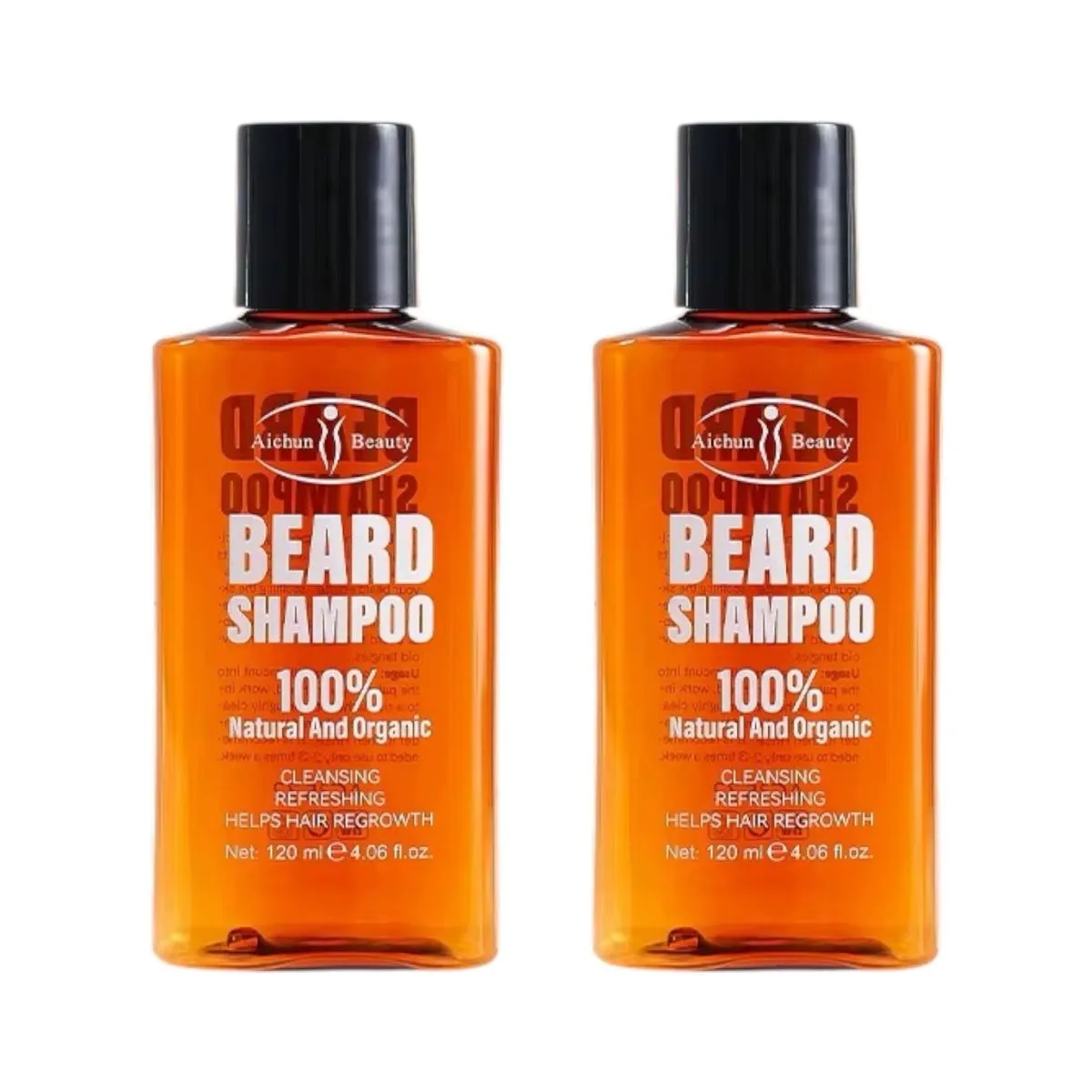 Pack of 2-Aichun Beauty Beard Shampoo 100%Natural Organic Hair Growth 120ml