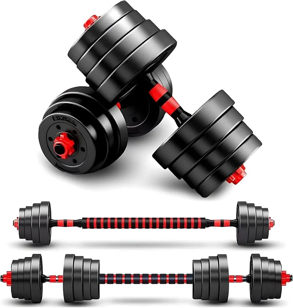 Redisson Adjustable Weight Dumbbell Barbell Kit 20LB/ 40LB/ 60LB - 10kg