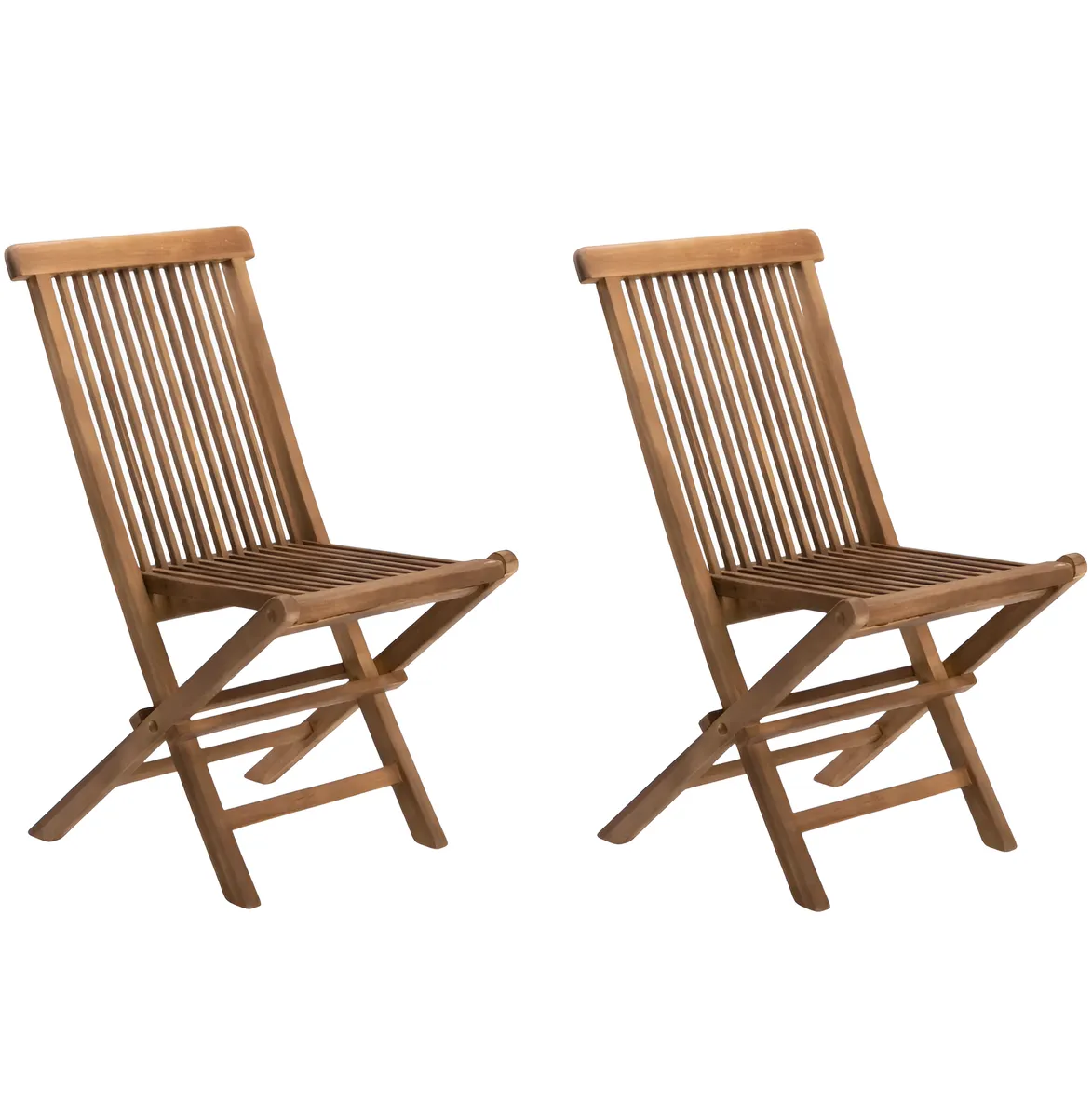 Solid Teak Wood Chairs - Oak Color - 2 Chairs