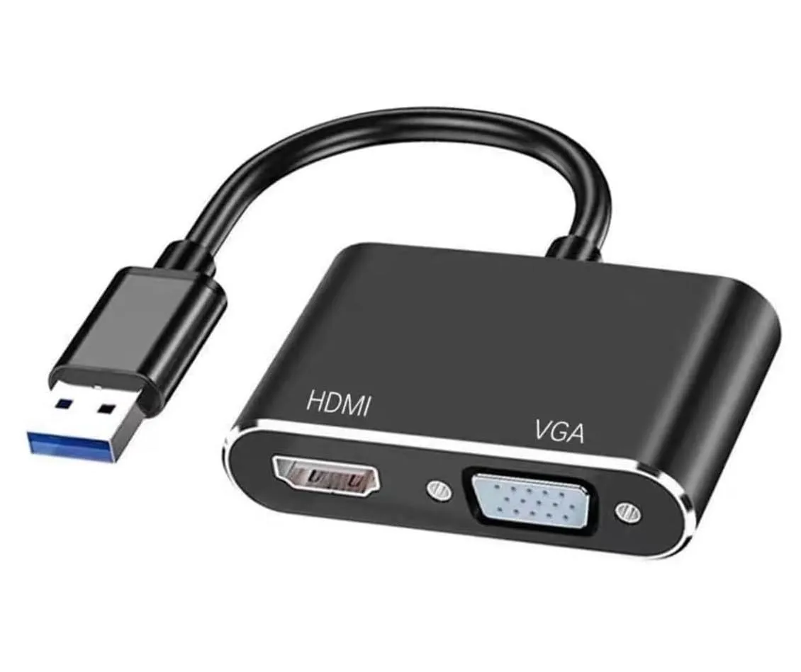 USB 3.0 to HDMI VGA Adapter for 2 Monitors, 1920 1080P@60HZ Full HD Display
