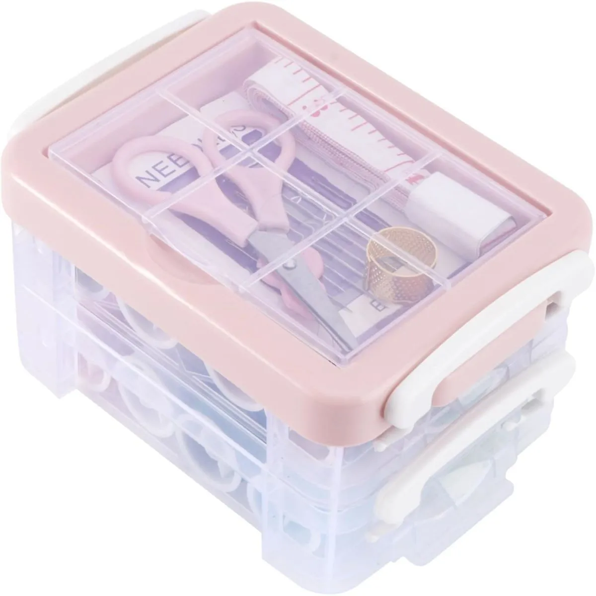 30 Piece Sewing Set, Sewing Kit with Box, Portable Needlework Box Set - Pink