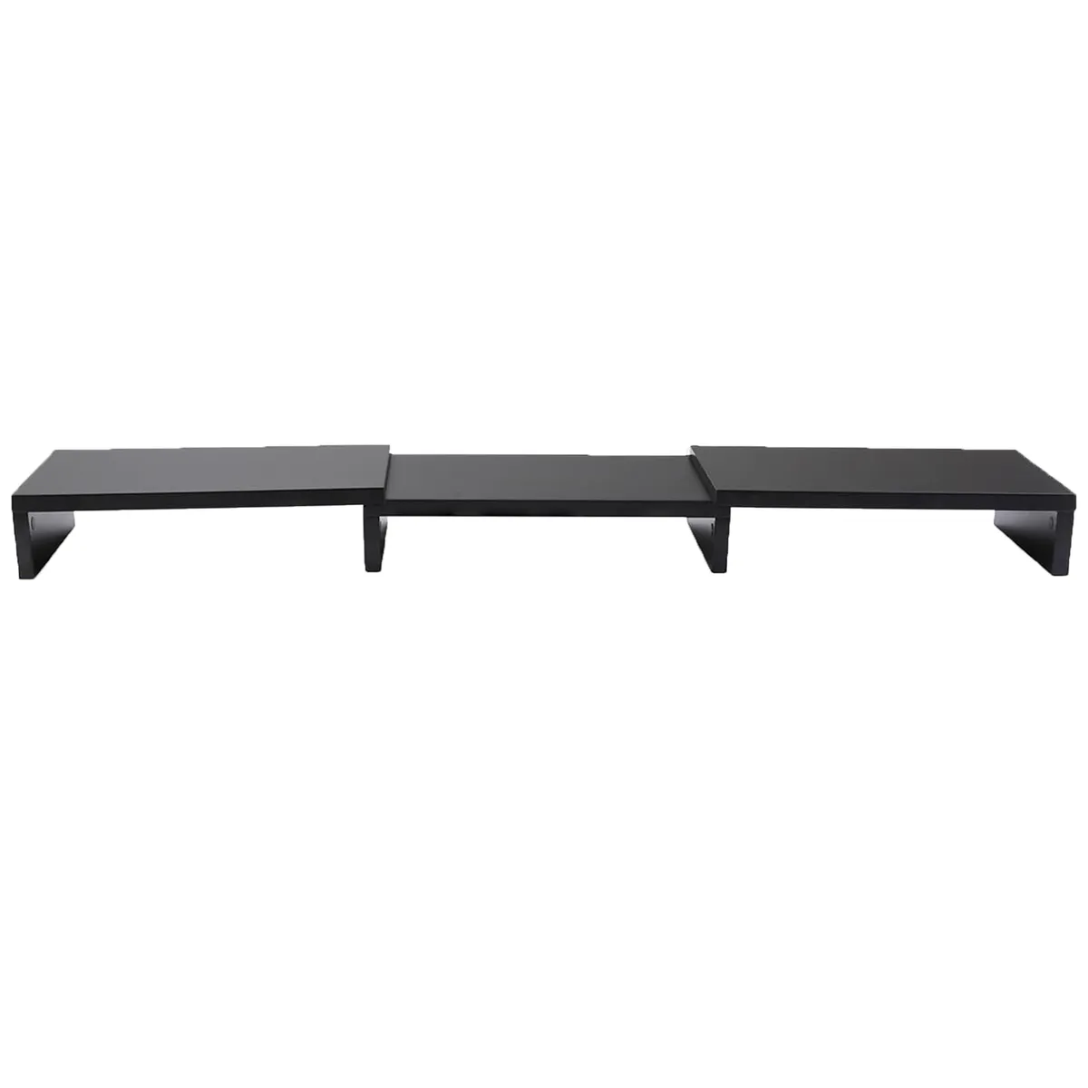 Dual Monitor Stand Riser with Adjustable Length and Angle with Slot - Black