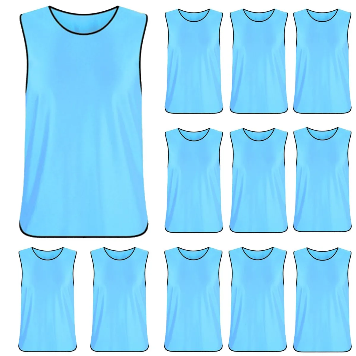12 Piece Men's Soccer Sports Team Practice Pinnies Scrimmage Vests Bibs - Blue