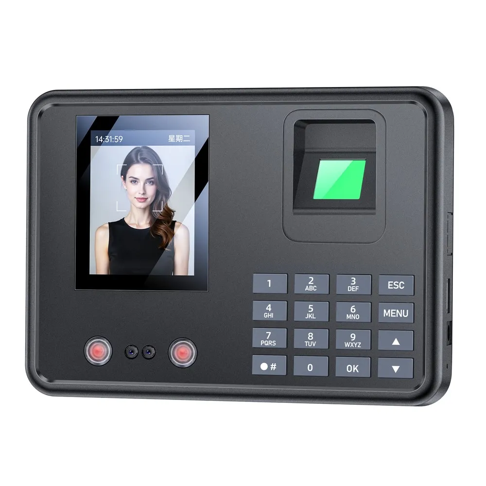 KM30 Attendance Machine Time Clock Face Fingerprint Recognition Recorder