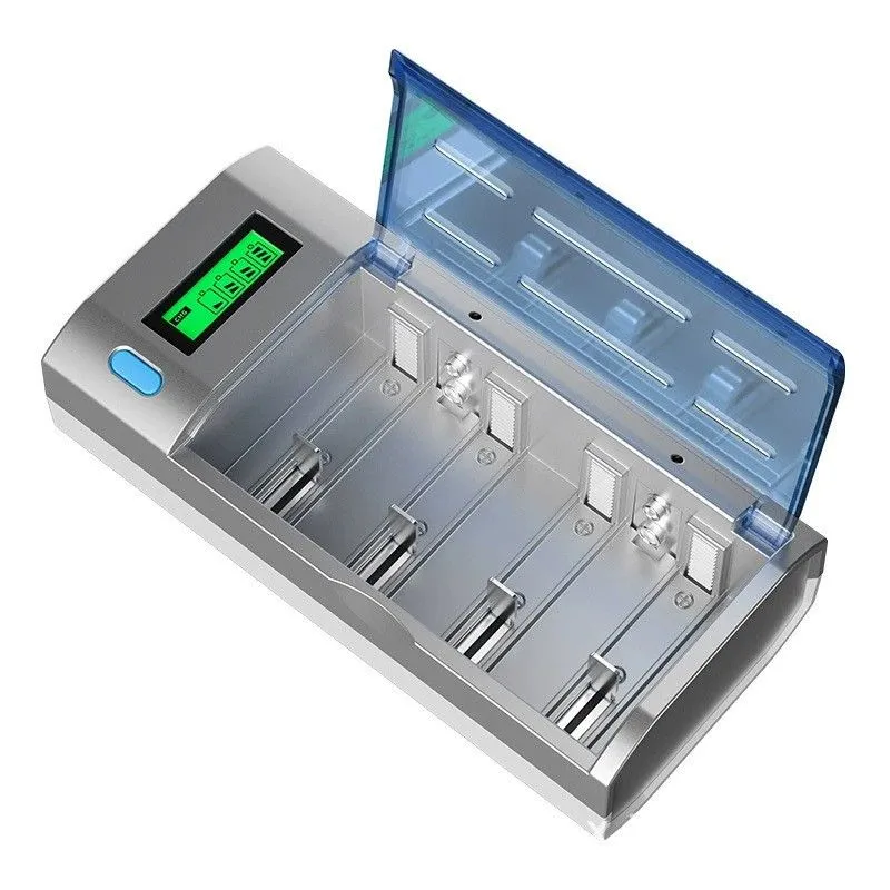 PUJIMAX Universal 6-Slot LCD Display Smart Battery Charger