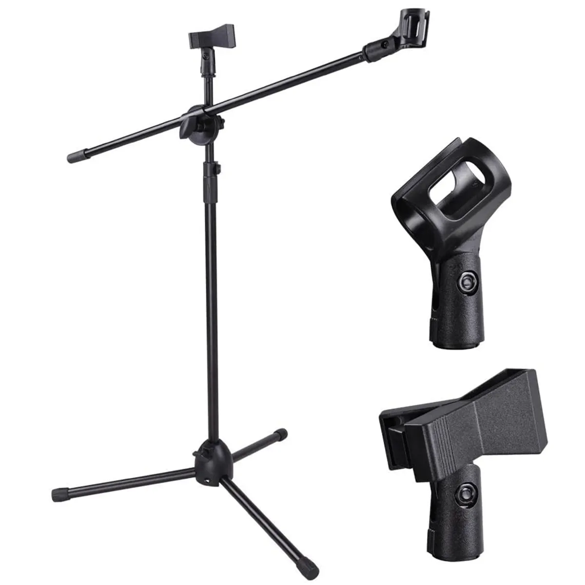 Dual Microphone Stand,Singing Mic Podcast Stand Floor Tripod Stage Boom
