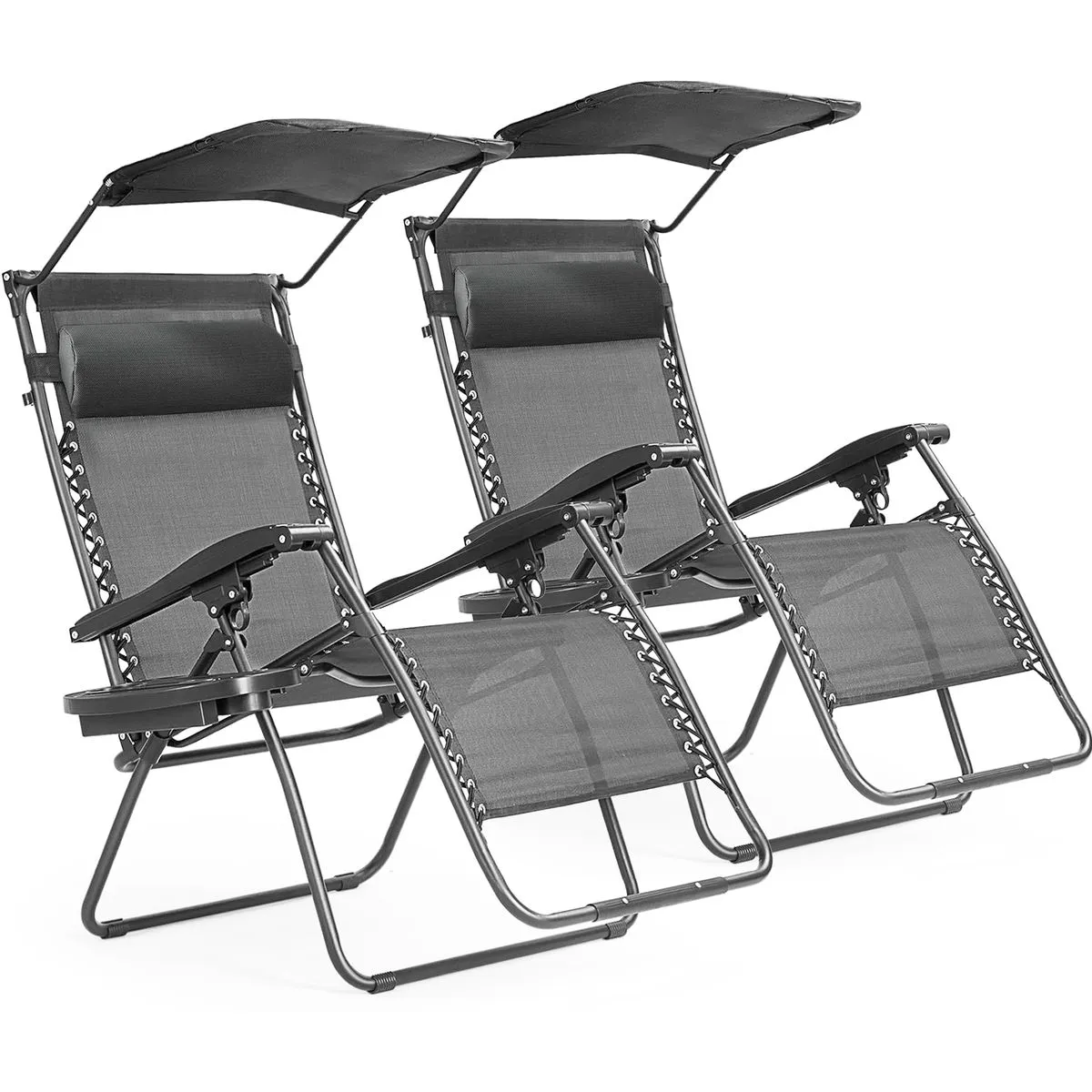 Reclining lounger Folding Chairs Gravity Sun Recliner - Set of 2 - Grey
