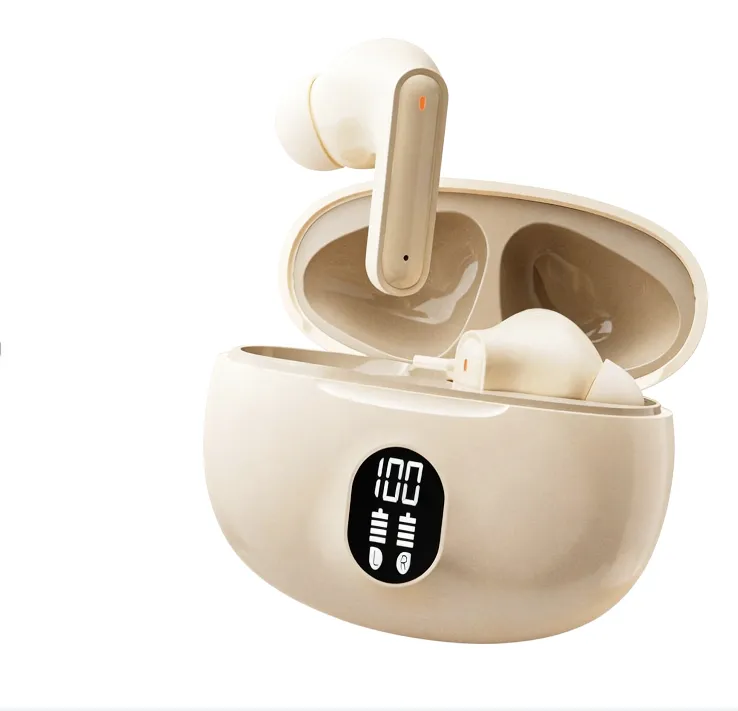 Wireless Bluetooth Earbuds (Beige) - Compatible with Android/iOS - 1 Set