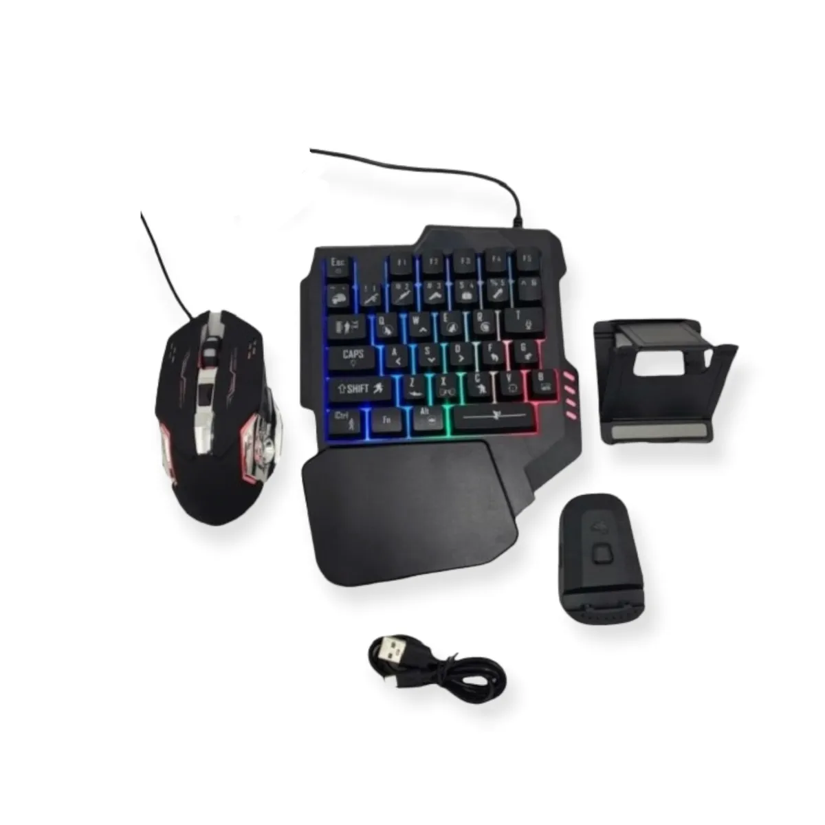 4-in-1 Combo with One-hand Keyboard Mouse PUBG Converter and Phone Holder
