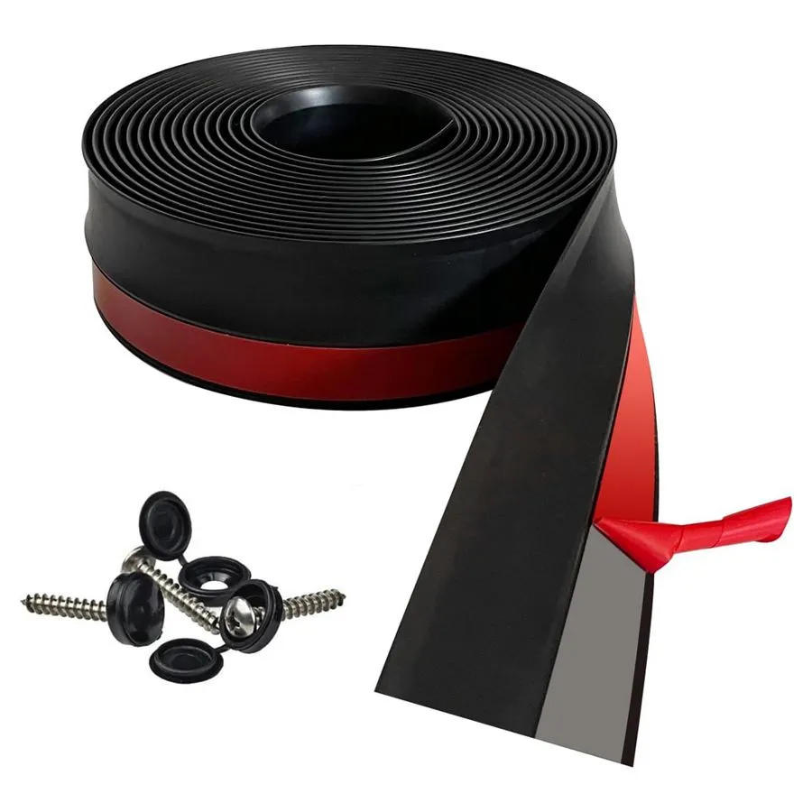 Garage Door Top And Side Seal Strip 1036cm Adhesive Backed PVC Trim - Black