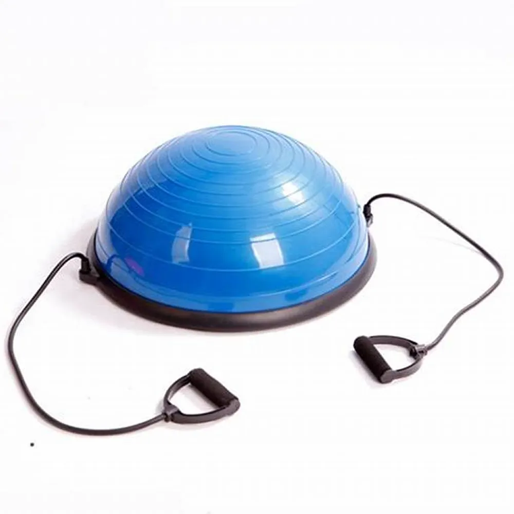 Red Yoga Fitness Exercise Balance Ball with Resistance Bands - Blue