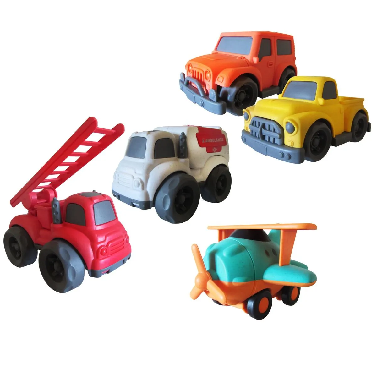 Bioplastic Plane, Cars & Emergency Vehicles Toy Set