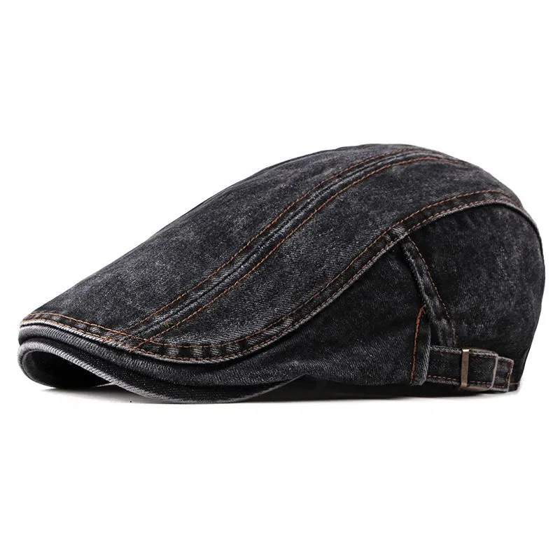 Vintage Cowboy Hat - Washable Denim Beret - Black