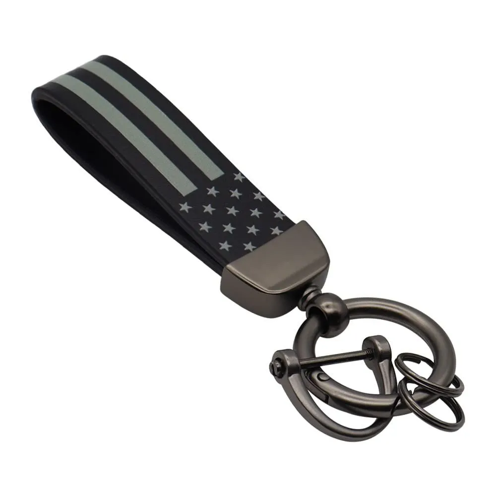 American USA Flag Car Keychain with Zinc Alloy Ring, Men Car Accessories