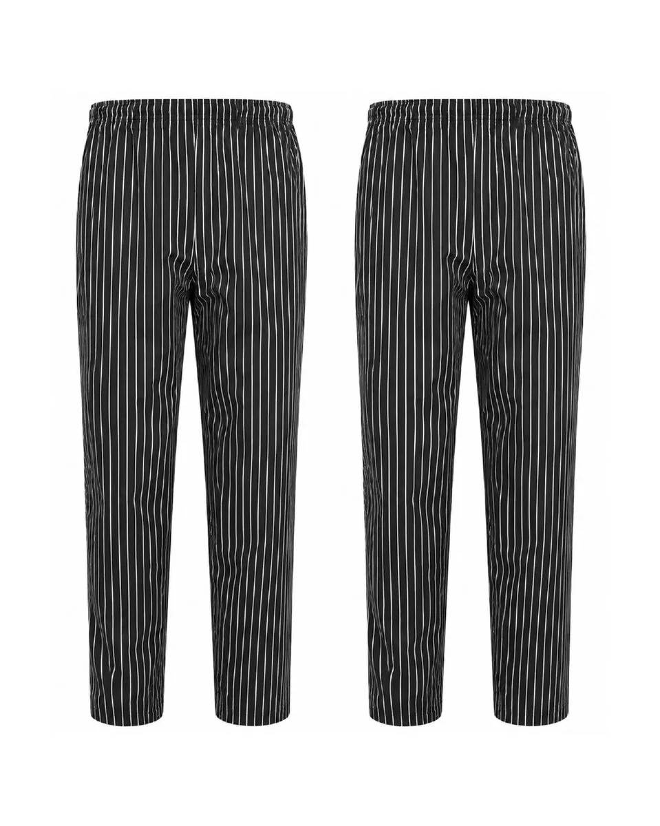 Chef's Black/White Cotton/Twill Chef Clothing Set - 2 Piece Set