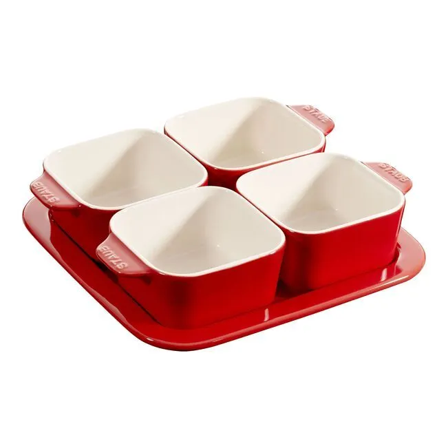 Staub Ceramic Square Appetiser Set Cherry