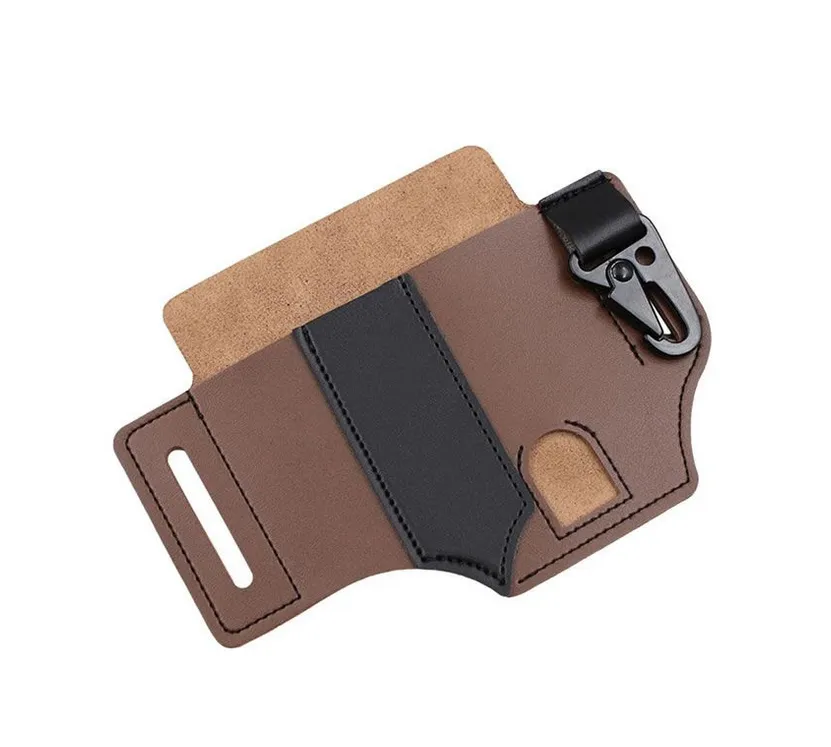 Leather Sheath Pocket Tool Organizer - Brown