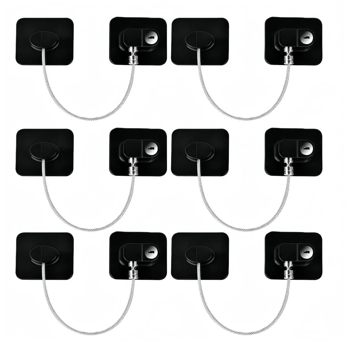 6 Pack Square Child Safety Locks with Key,Drawer Child Locks,Fridge Locks