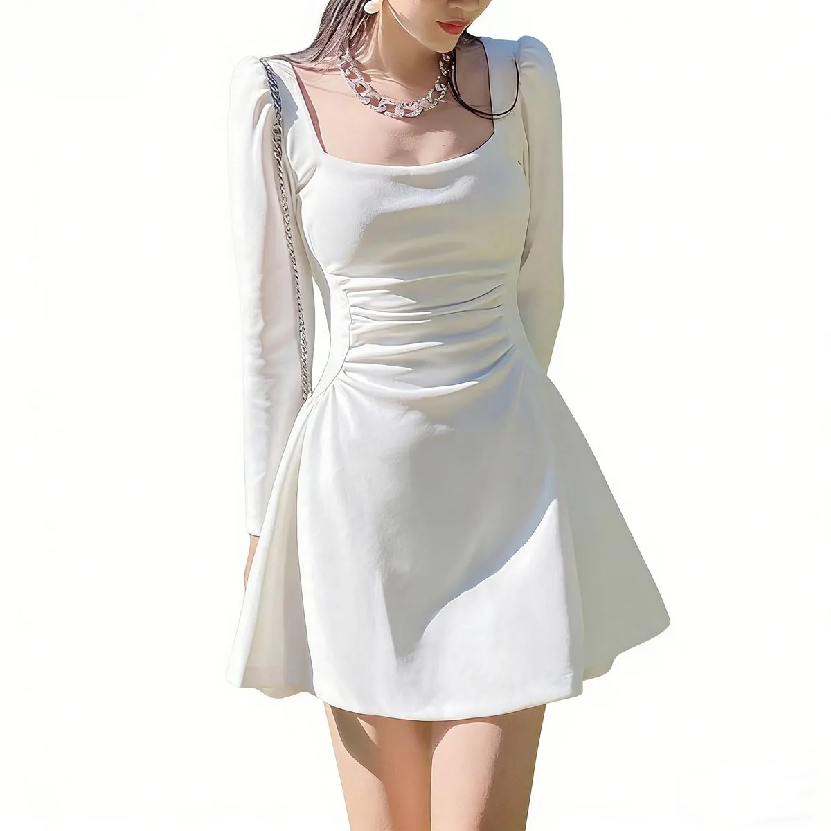 Square Collar Dress Slimming