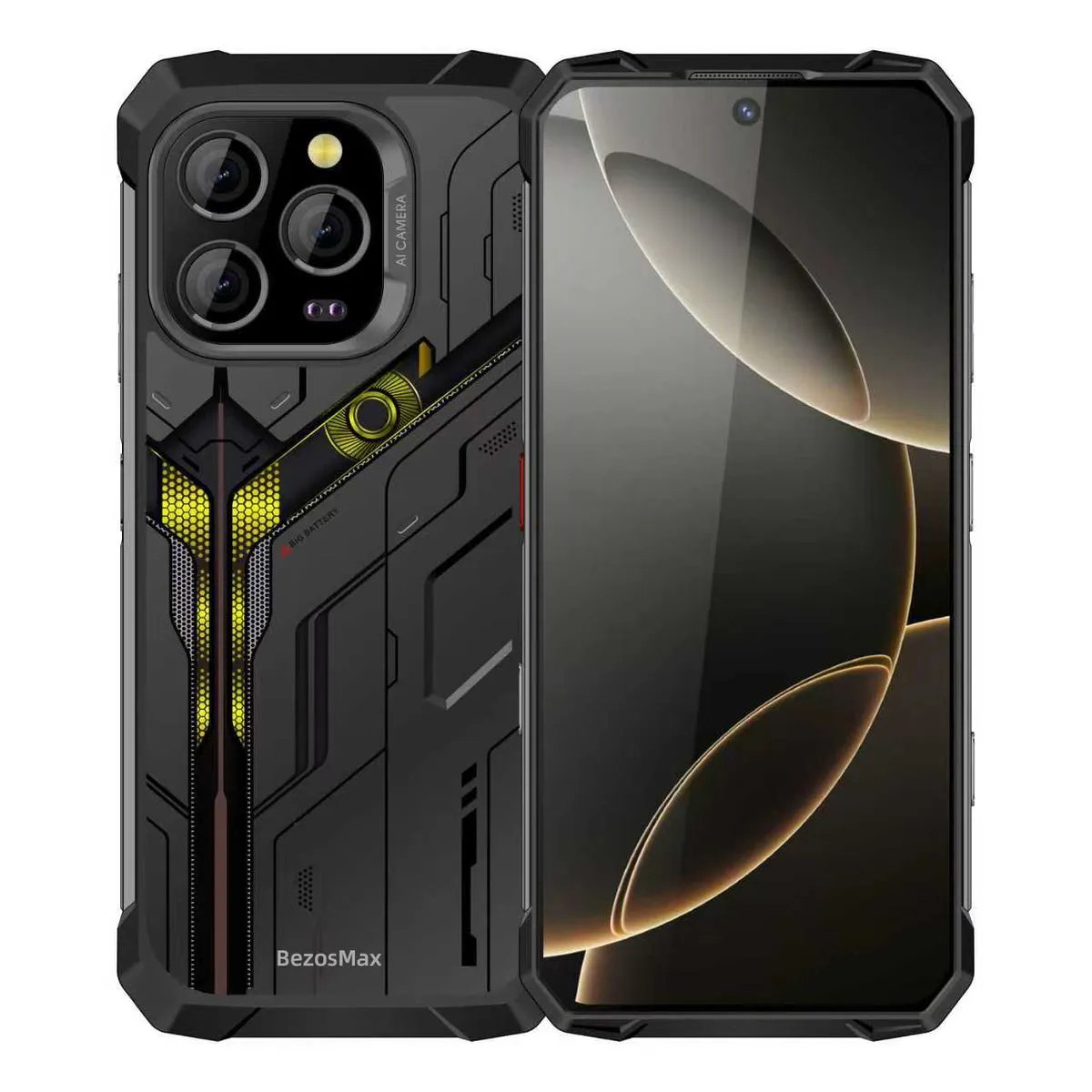 BezosMax 6.8" HD Rugged Smartphone, 8GB RAM+128GB Unlocked Android Phone - Black