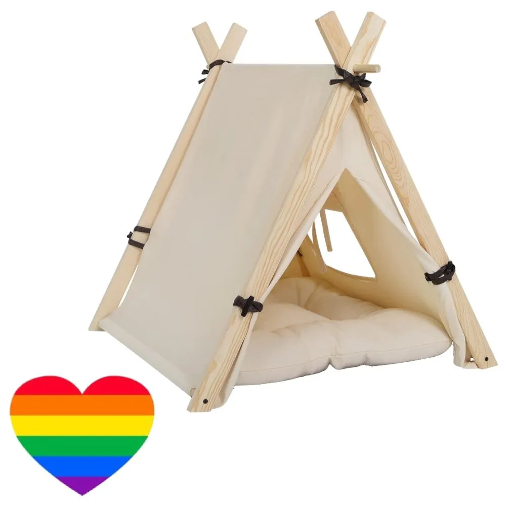 Pet Teepee Tent for Large Dogs Portable Pet 63cm -White & Heartsticker