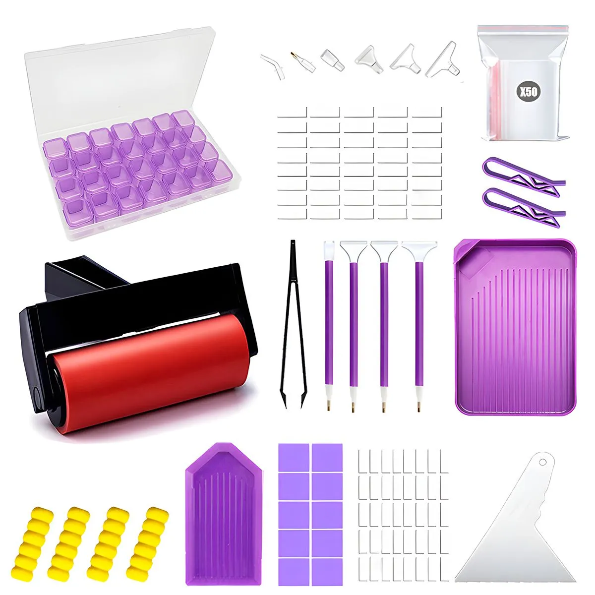 84PCS 5D-DIY Diamond Art Craft Tweezers Painting Tools Kits With Storage Box