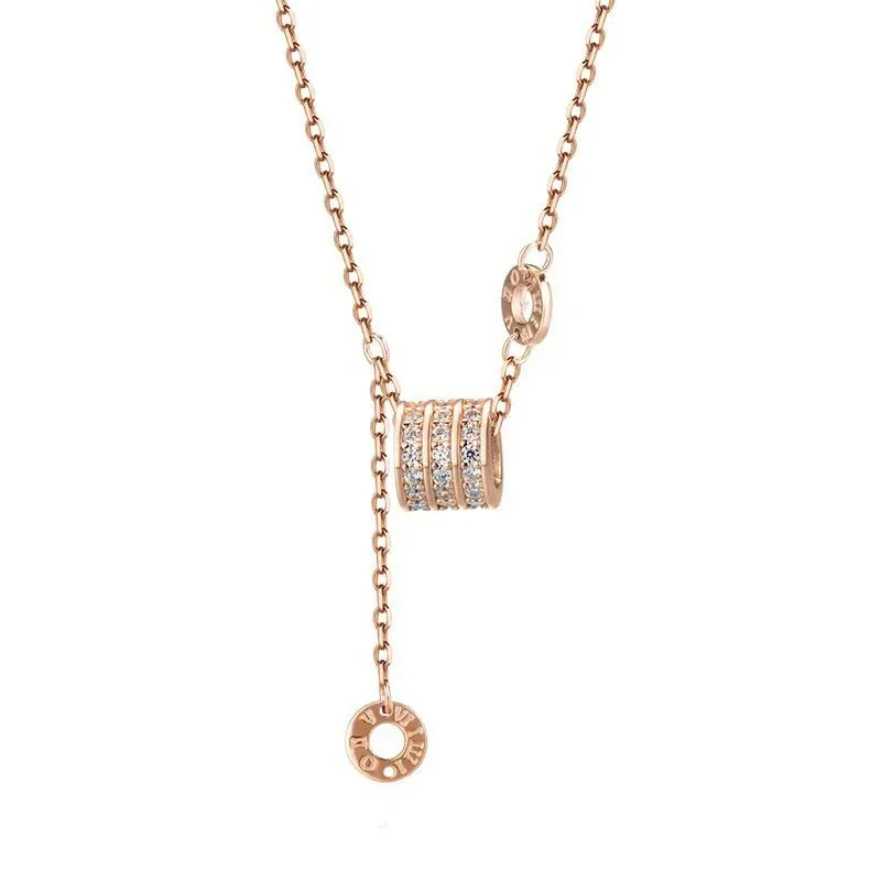 Women Fashion S925 Silver Tassel Pendant Necklace - Gold