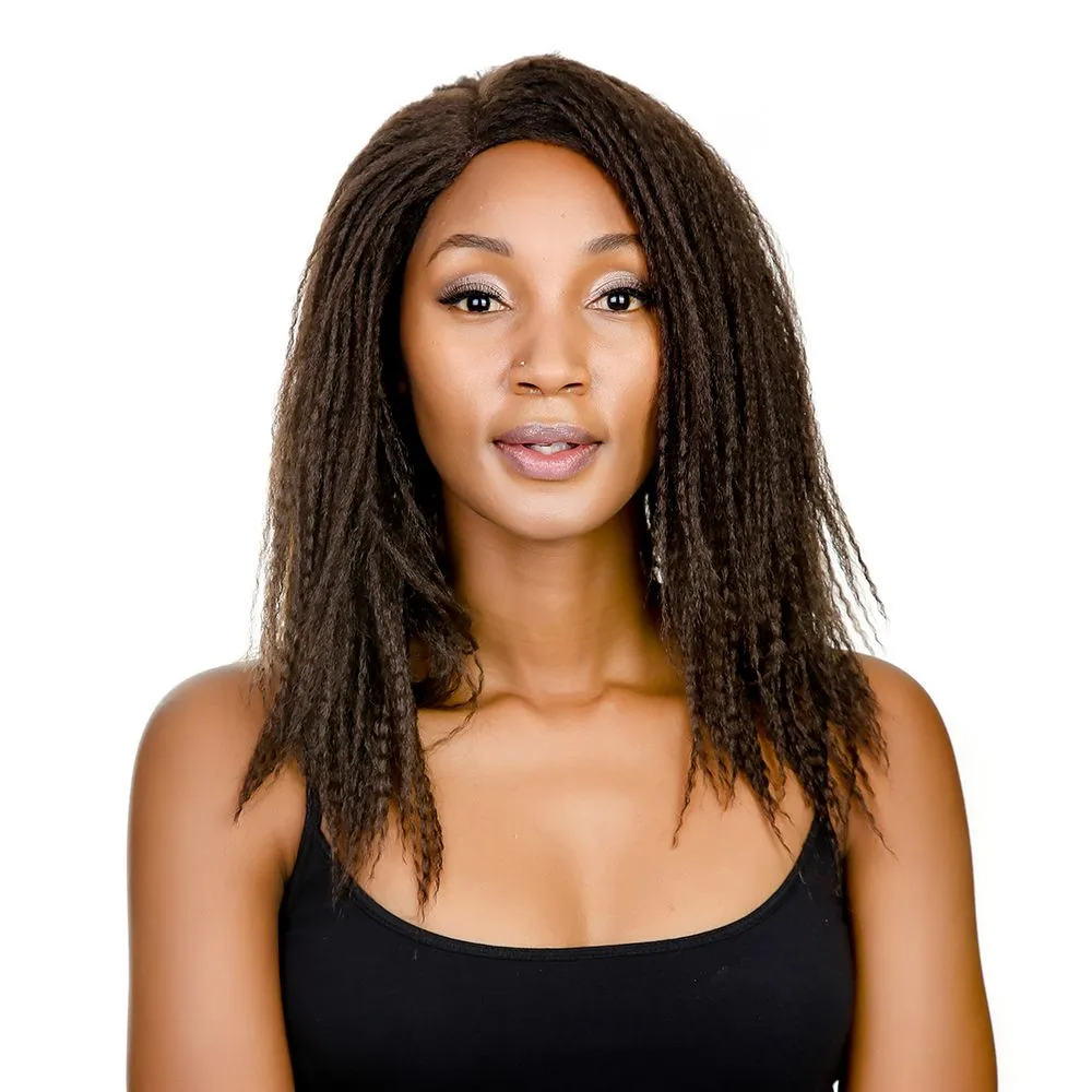 Magic Ombre Brown Afro Twist Braid Synthetic Hair Wigs Lace Closure Mskye - 4#