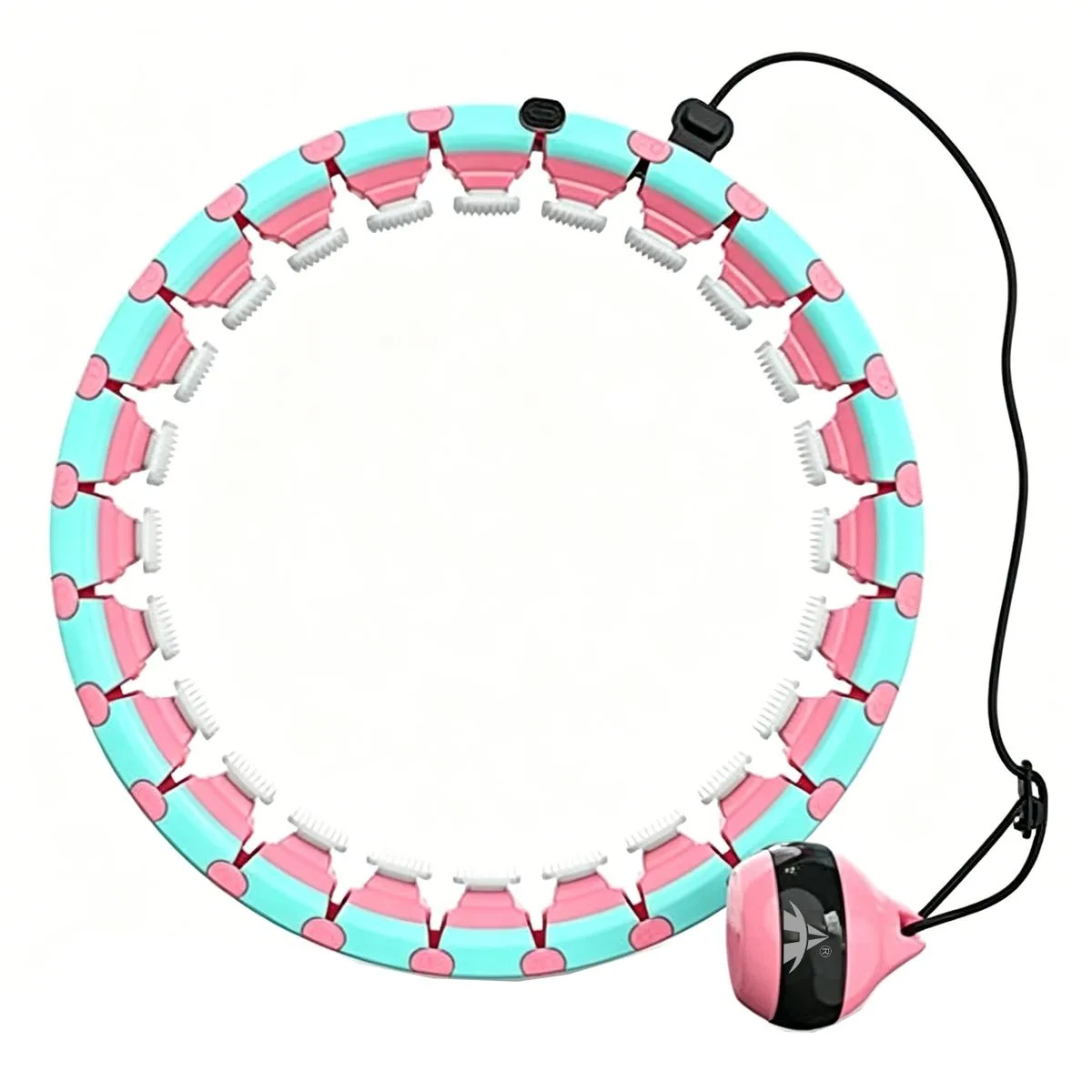 Alanes 24 Detachable Knots Hula Circle Hoop Fitness Exercise Ring - Pink&Green