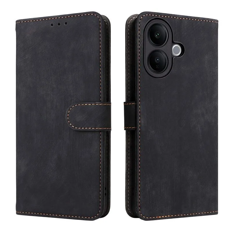 Flip Cases Compatible With Vivo V60 Lite 4G/5G Shockproof Leather Cover - Black