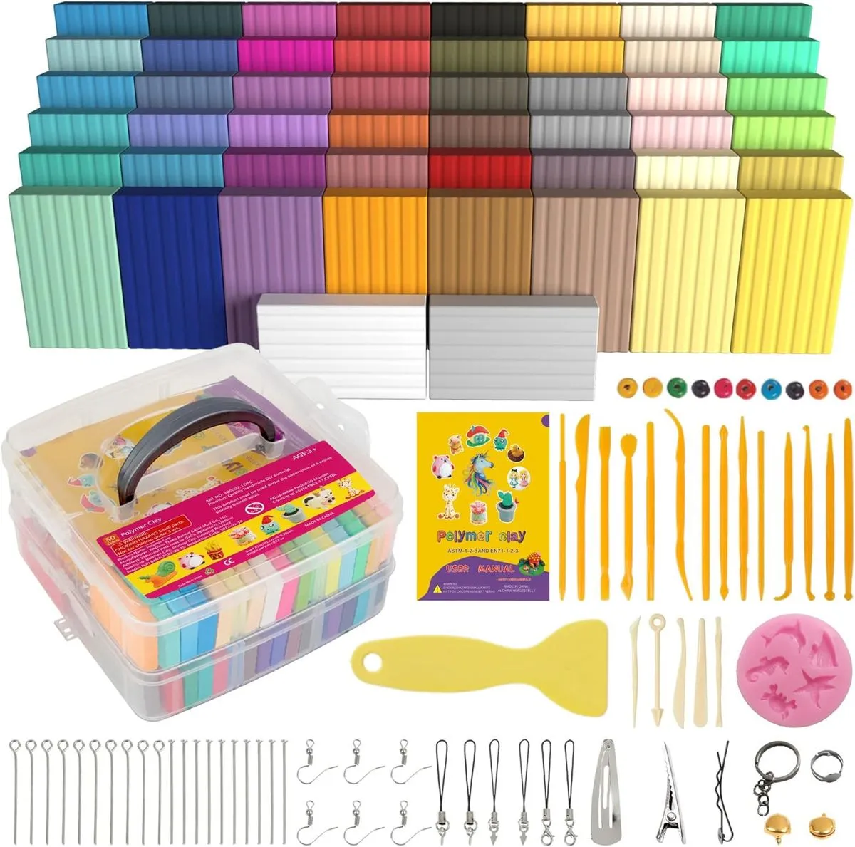 50 Colors Polymer Clay DIY Set with Accessories - Multi Colors