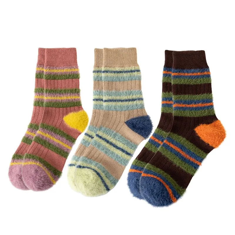 Fashion Winter Plush Cotton Socks - 3 Pairs