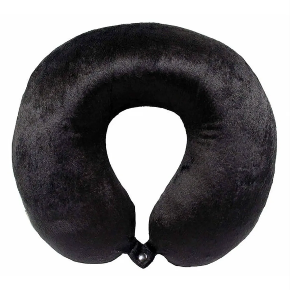 Plush Travel Neck Pillow With Fastener - Black