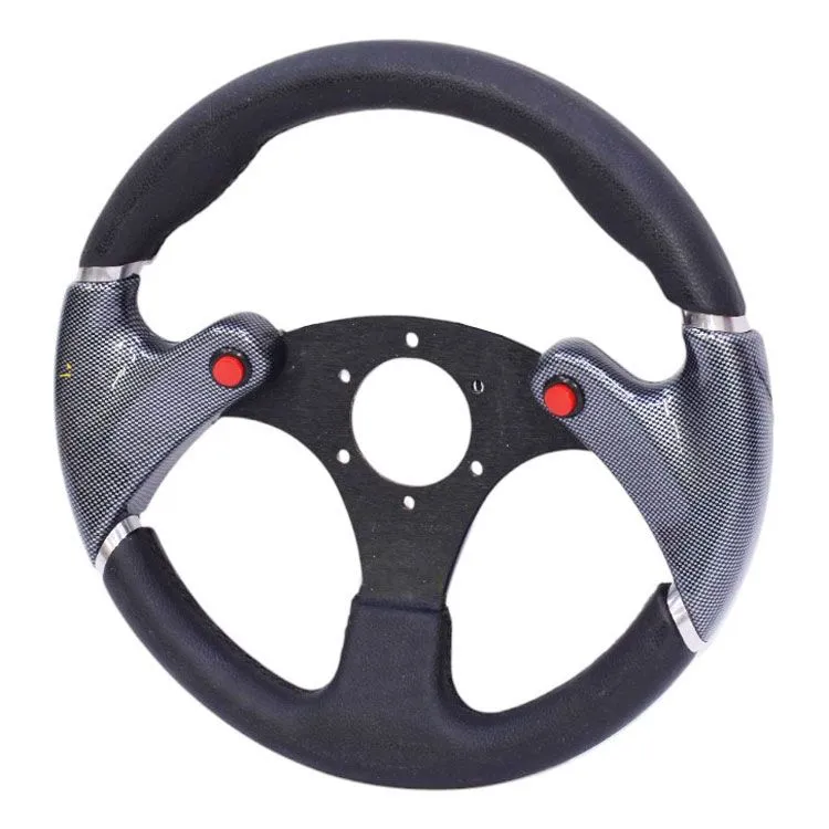 Universal F1 Design Steering Wheel Black - Carbon Fibre Look & Horn Buttons