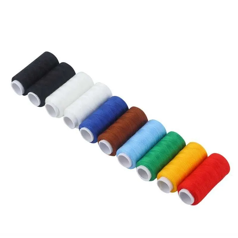 10-Colour Polyester Sewing Thread Set Assorted Spools for Stitching & Craft