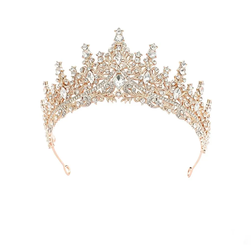 Princess Crown Birthday Queen Champagne Gold Crowns for Women Crystal
