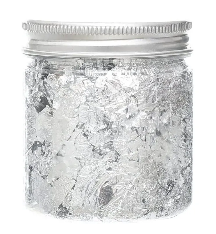 Metallic Foil Gilded Flakes Crush Leaves For Artists Painting & Craft - Silver