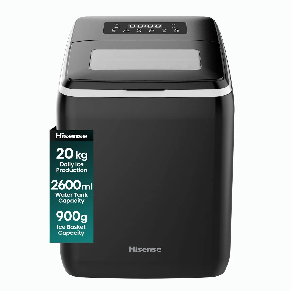 Hisense Black Ice Maker 20KG with Preset and Fast Ice Making Function