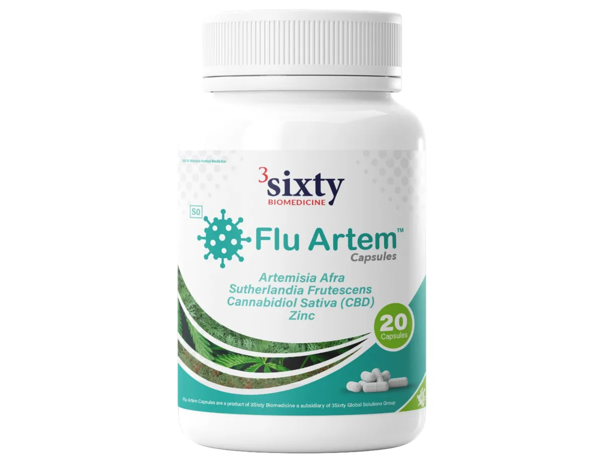 Flu Artem- Artemisia Afra, Sutherlandia Frutescens, CBD, Zinc (20 Capsules)