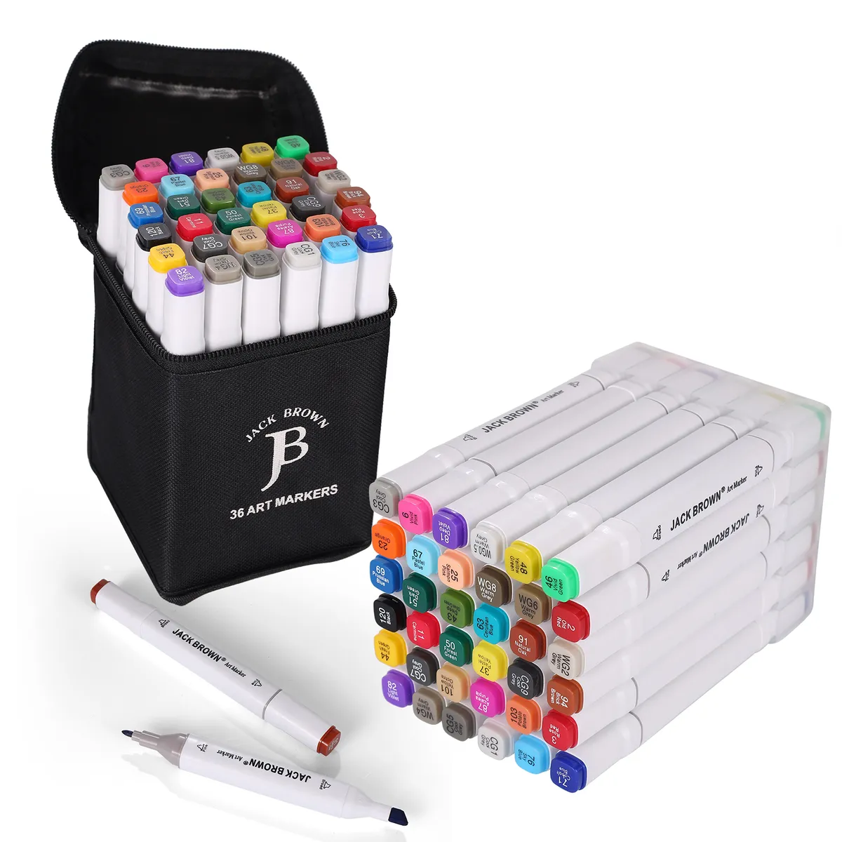 Jack Brown Artist Markers with Stand & Bag - White