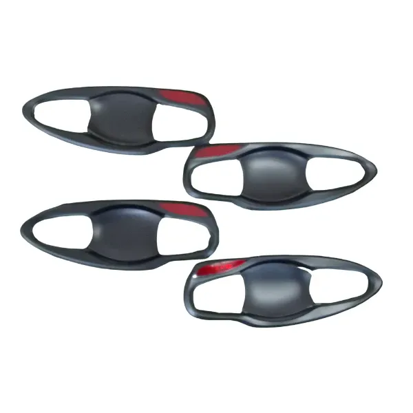 Motolab Door Handle Cup Inserts Compatible with Toyota Hilux Revo (2015+) - Matt Black w/ Red Refle…