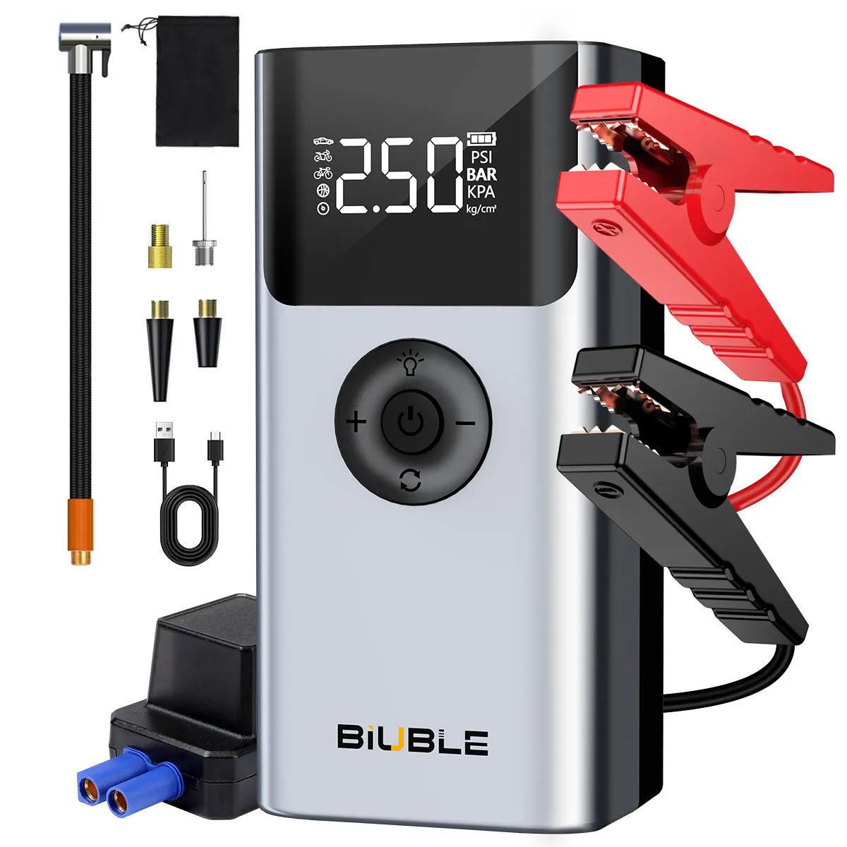 BIUBLE Smart Jump Starter with Air Compressor Powerbank Flashlight For Car