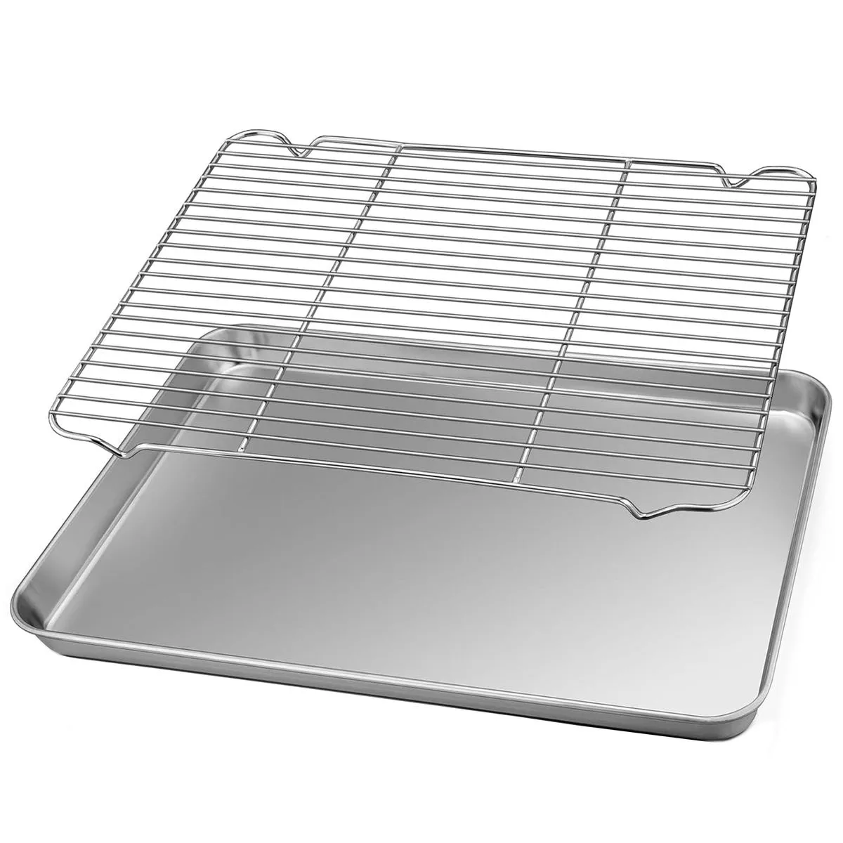 HOMGEM Baking Sheet with Rack Set(1 Pan + 1 Rack)- Stainless Steel Bakeware