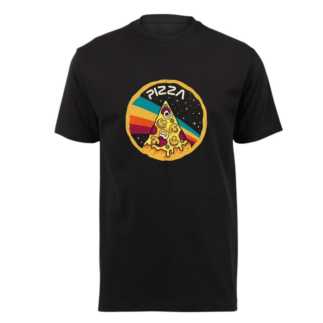 Kids Black Short Sleeve T-Shirt - NASA Pizza Graphic Kids T-Shirt