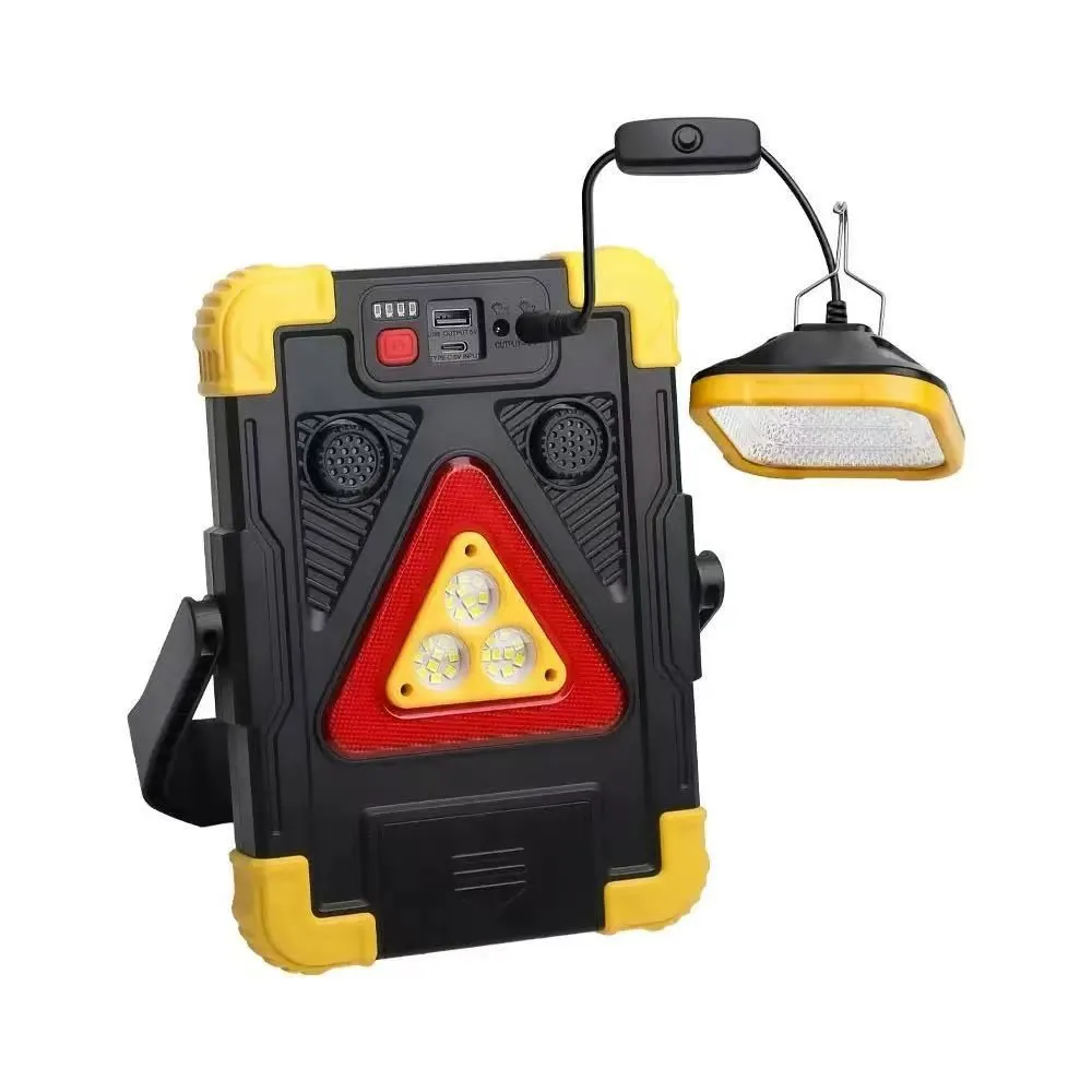 Solar-Powered Emergency Work Light (With Warning Light/Speaker/USB Output)