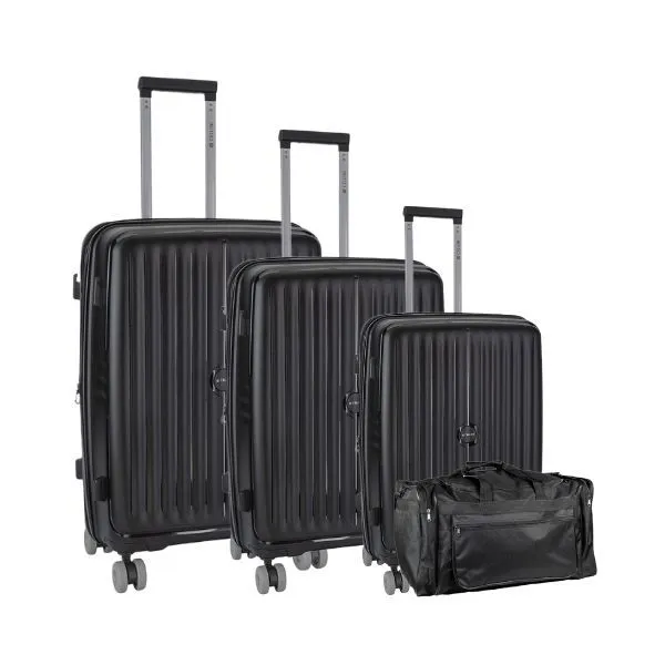 Cellini New Rapido 3 Piece Luggage Set with Fold Up Duffle - Black