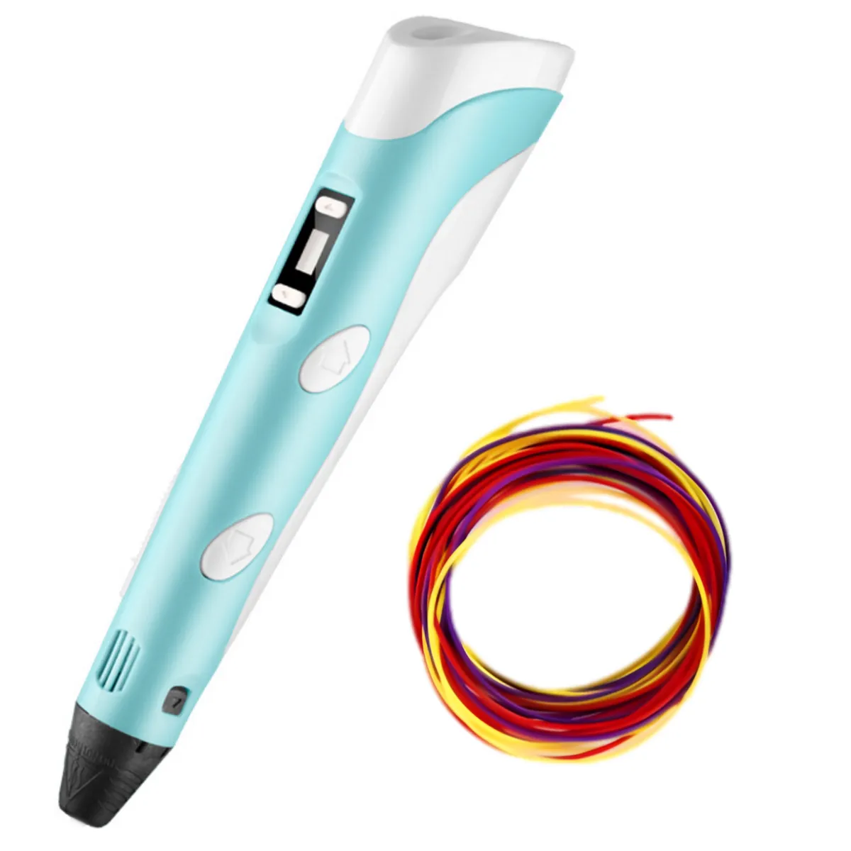 3D Handheld Drawing Printing Pen with 2x10m 1.75mm PLA Pen Filament - Blue