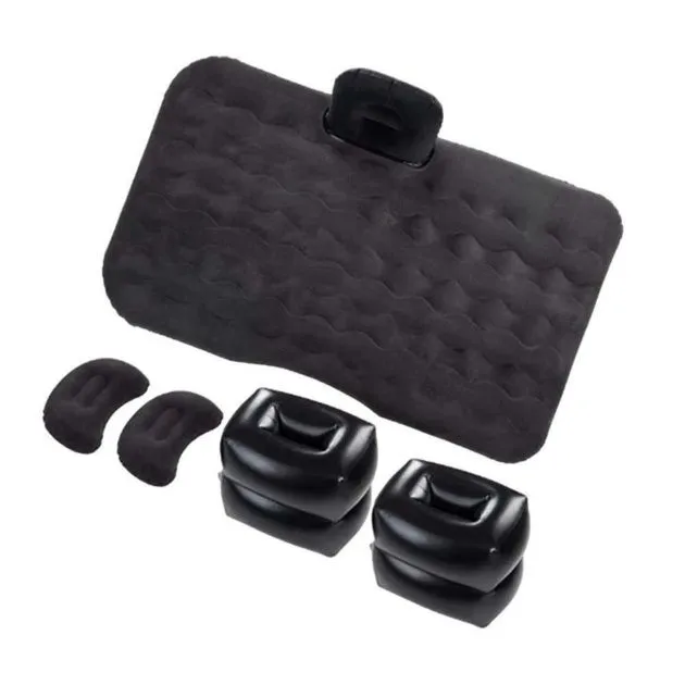 Inflatable Car Mattress with Anti-Slip PVC & Velvet Finish - Universal Fit - Black